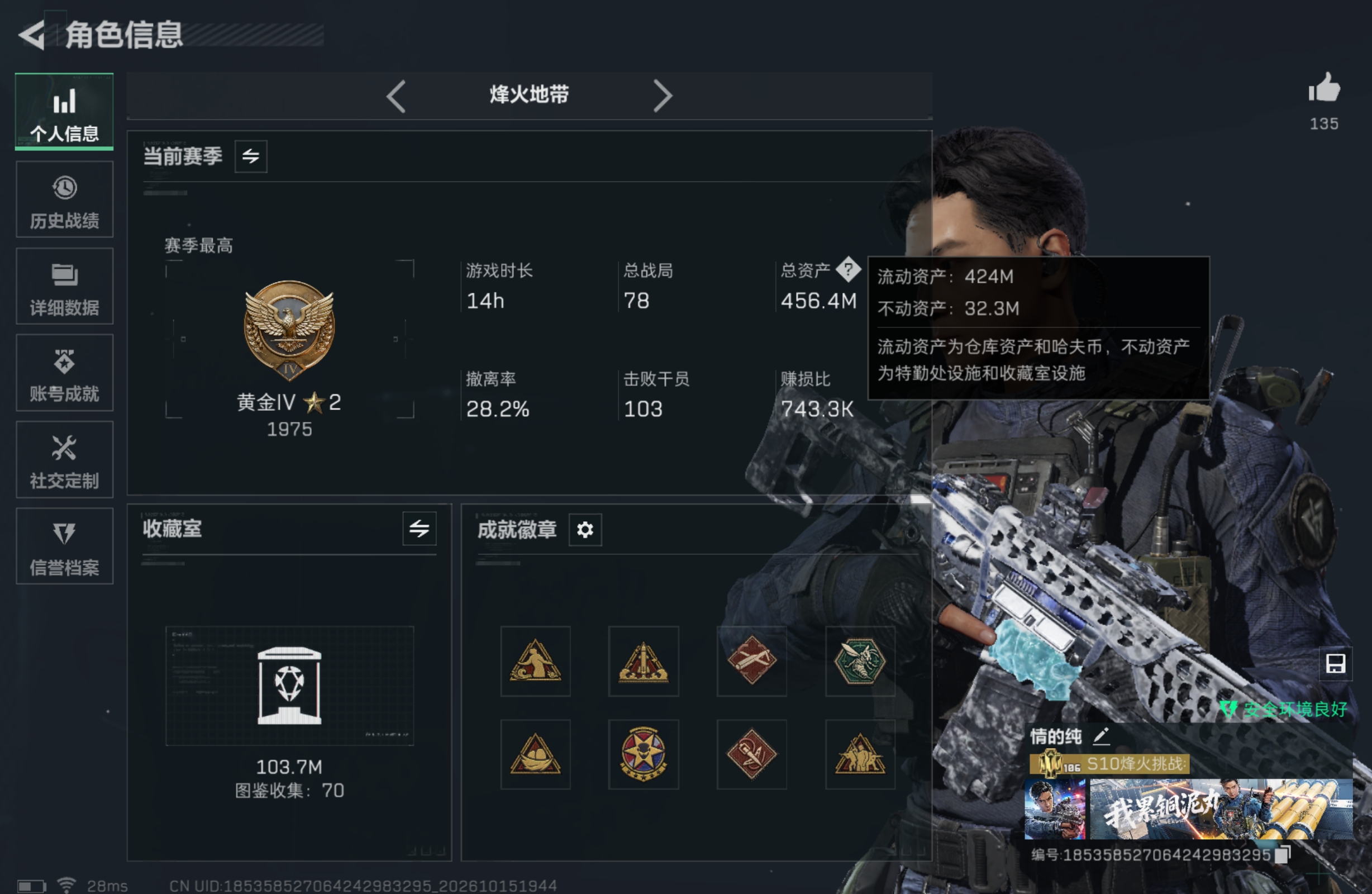 黄金135m4格4体2负·免费送4把仓库里的枪任选，除了awm，再送一身6套/处刑者/蛊-不羁人生